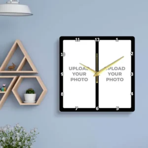 Customized Dual Rectangle with Black Frame Wall Clock Photo Print @₹599/-